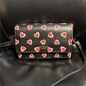Kate Spade Morgan Stencil Hearts Flap Chain Wallet